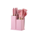 Olympia 19-Piece Pink Kitchenware Set - Complete Knife, Utensil & Cutting Board Holder Collection