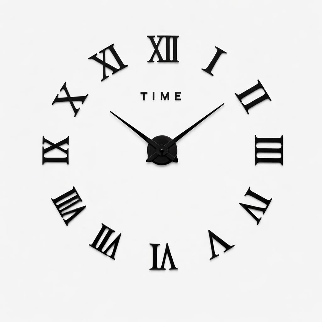 3D Roman Numeral Wall Clock – Frameless DIY Wall Decor