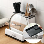 Multifunctional Kitchen Storage Box & Pot Lid Holder - Countertop Knife, Chopstick & Cutting Board Organizer