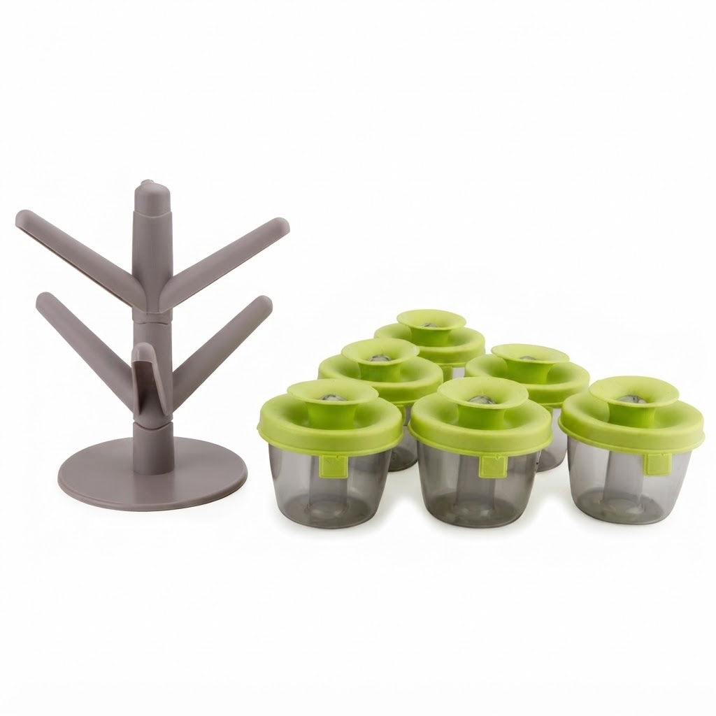 6-Piece Pop-Up Spice Rack & Seasoning Organizer Set - Clear See-Through Rotating Stand