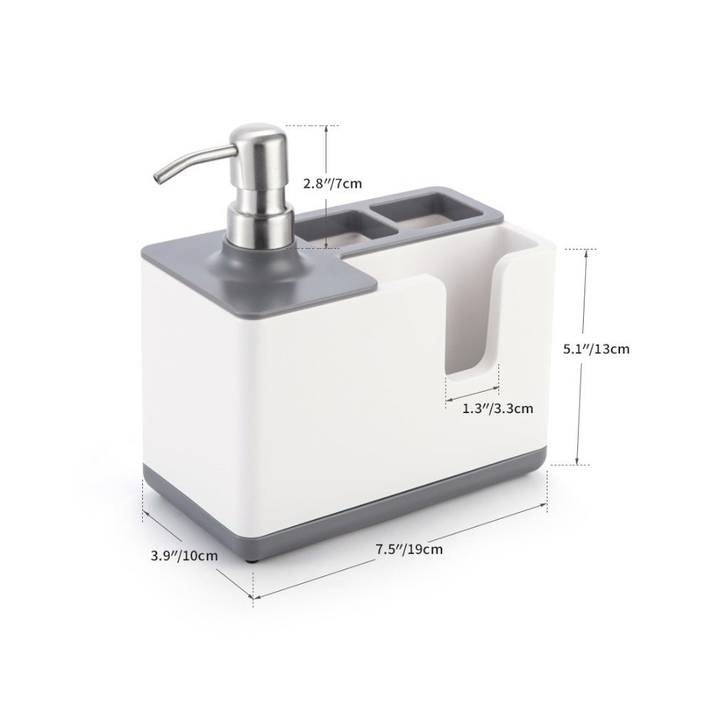 Multifunctional Kitchen Sink Caddy & Soap Dispenser Set - Countertop Sponge & Brush Organizer