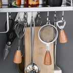 Multifunctional Kitchen Storage Stand with Jar & Knife Holder - Aluminum Wall-Mounted Organizer Rack
