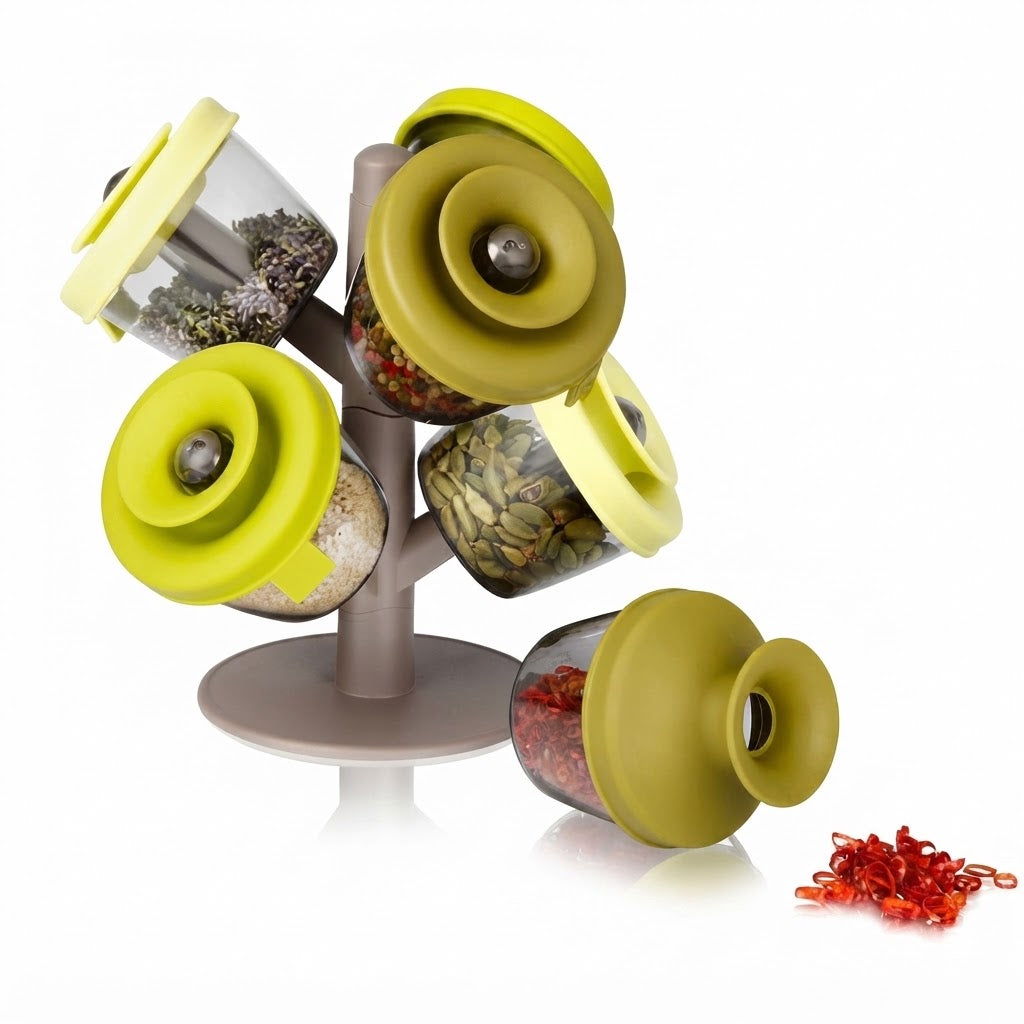 6-Piece Pop-Up Spice Rack & Seasoning Organizer Set - Clear See-Through Rotating Stand