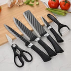 KUNZHISHENG 6-Piece Kitchen Knife Set - Stainless Steel Non-Stick Blades with Ergonomic Soft-Grip Handles