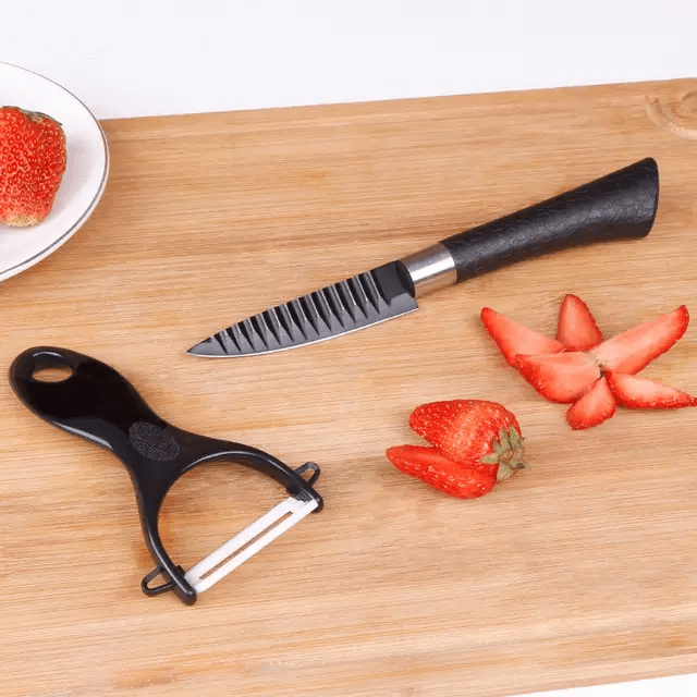 KUNZHISHENG 6-Piece Kitchen Knife Set - Stainless Steel Non-Stick Blades with Ergonomic Soft-Grip Handles