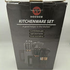 Olympia 19-Piece Pink Kitchenware Set - Complete Knife, Utensil & Cutting Board Holder Collection