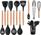 12-Piece Silicone Kitchen Utensils Set - Heat-Resistant Non-Stick Cooking Tools with Holder