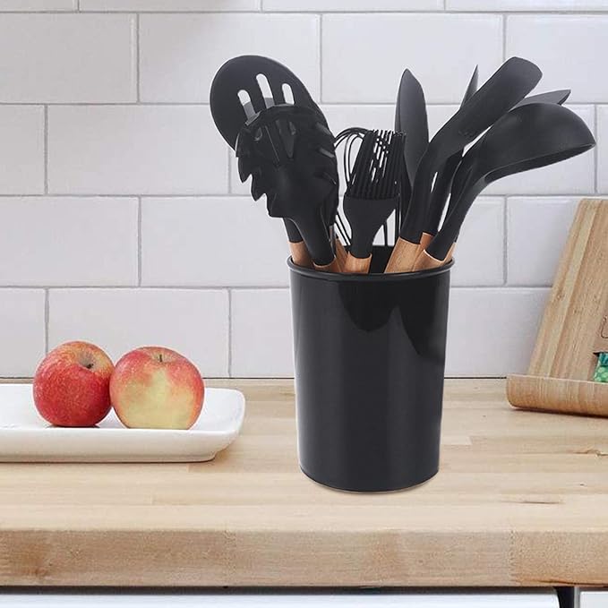 12-Piece Silicone Kitchen Utensils Set - Heat-Resistant Non-Stick Cooking Tools with Holder