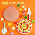KABU Pizza Time Wooden Pretend Play Pizza Toy Set - 20 Pcs Magic Sticker Kitchen Food Toy for Kids