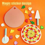 KABU Pizza Time Wooden Pretend Play Pizza Toy Set - 20 Pcs Magic Sticker Kitchen Food Toy for Kids
