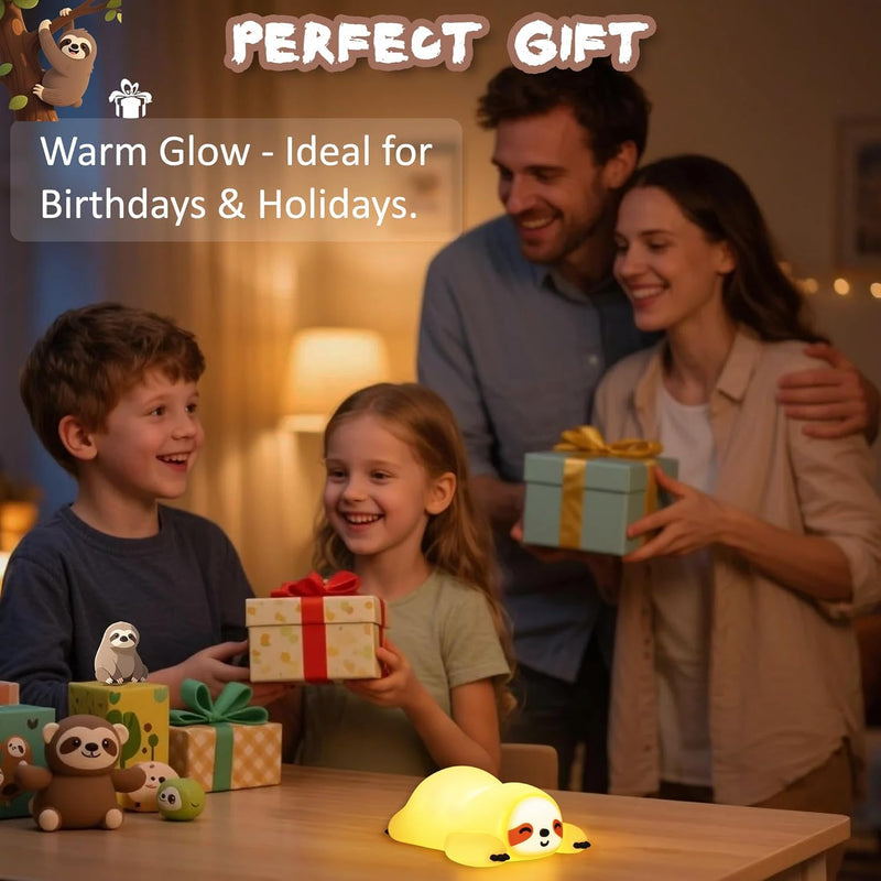 Sloth LED Night Light & Bedside Lamp - Cute USB Powered Portable Nursery & Kids Room Decor (A046)