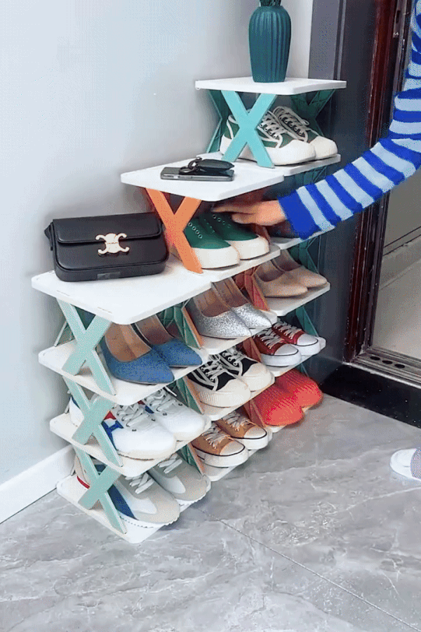 Multifunctional 6-Tier Storage Rack - Stackable Shoe & Item Organizer for Closet & Entryway