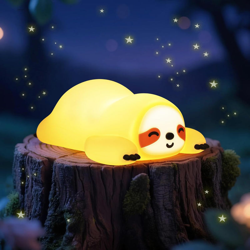 Sloth LED Night Light & Bedside Lamp - Cute USB Powered Portable Nursery & Kids Room Decor (A046)