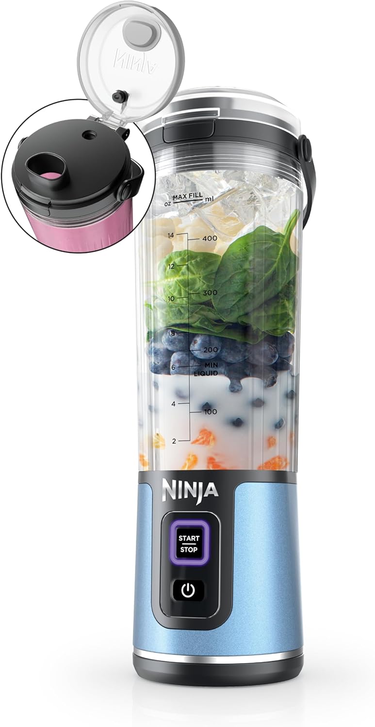Ninja Blast Portable Blender (14 oz) - Cordless Smoothie Maker, Ice Crushing Mixer with Carry Handle