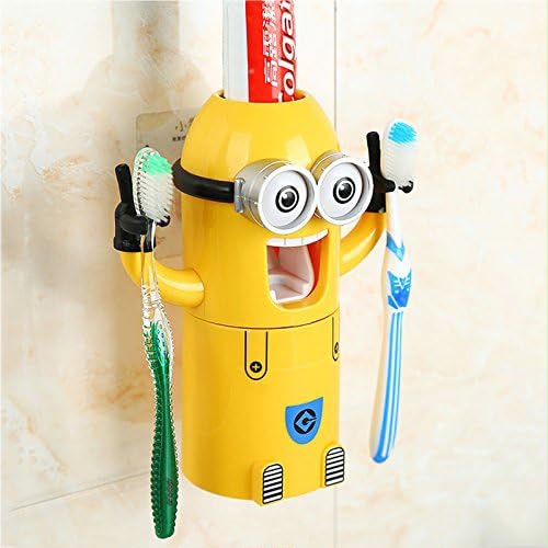 Minions Automatic Toothpaste Dispenser & Toothbrush Holder Set - Kids Bathroom Organizer