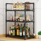 Kitchen Multifunctional Storage Rack - Multi-Layer Space-Saving Spice & Microwave Organizer Stand (Black)
