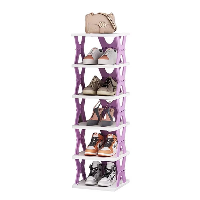 Multifunctional 6-Tier Storage Rack - Stackable Shoe & Item Organizer for Closet & Entryway