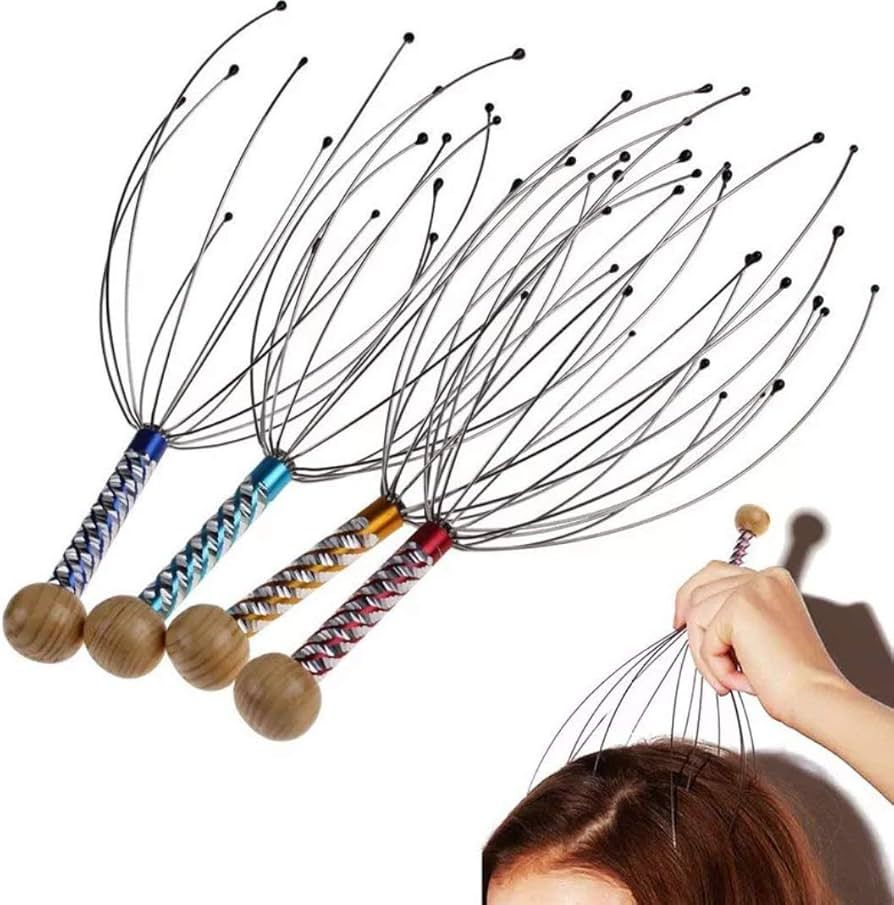 Manual Scalp Head Massager - Octopus Wire Hair Scrubber for Stress Relief & Relaxation