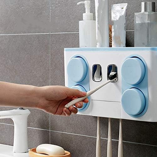 Multifunctional Wall-Mounted Bathroom Organizer - Toothpaste Dispensers & Magnetic Cup Holders Set